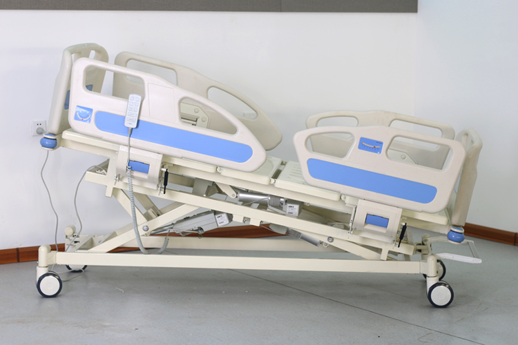 Cinco Funciones Eléctricas Rueda De Control Central Cuatro Pequeñas Barreras Cama De Hospital